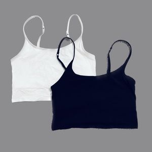 Old Navy Black + White Cotton Blend Cami Bralettes Size M (2 Bralettes)
